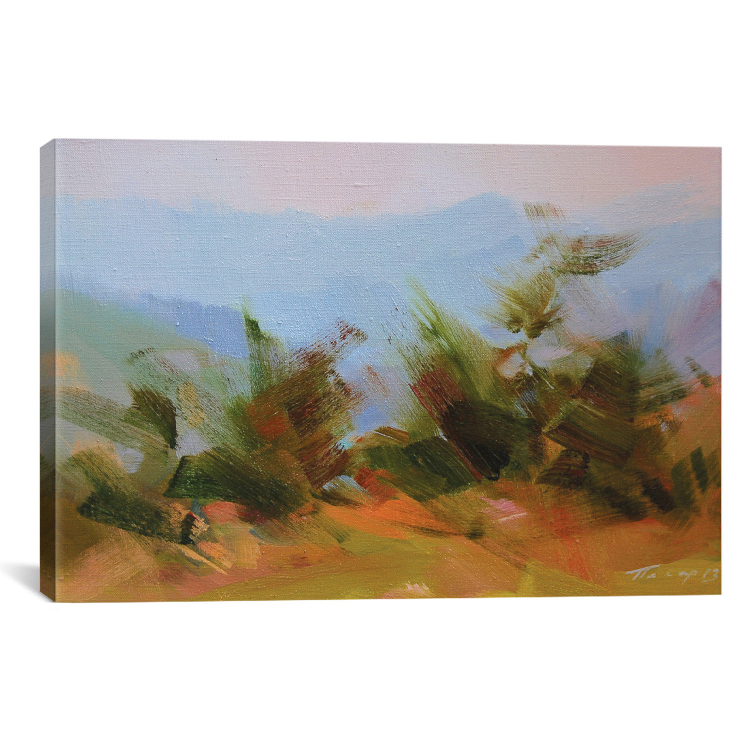 Red Barrel Studio Mountains in Blues Graphic Art on Wrapped Canvas